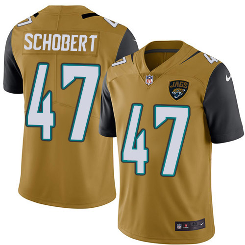 Men Nike Jacksonville Jaguars 47 Joe Schobert Gold Stitched NFL Limited Rush Jersey